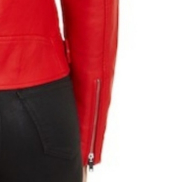 Philosophy Apparel Moto Jacket Red Vegan Leather Silver Hardware Lined XS NWT - Picture 7 of 10